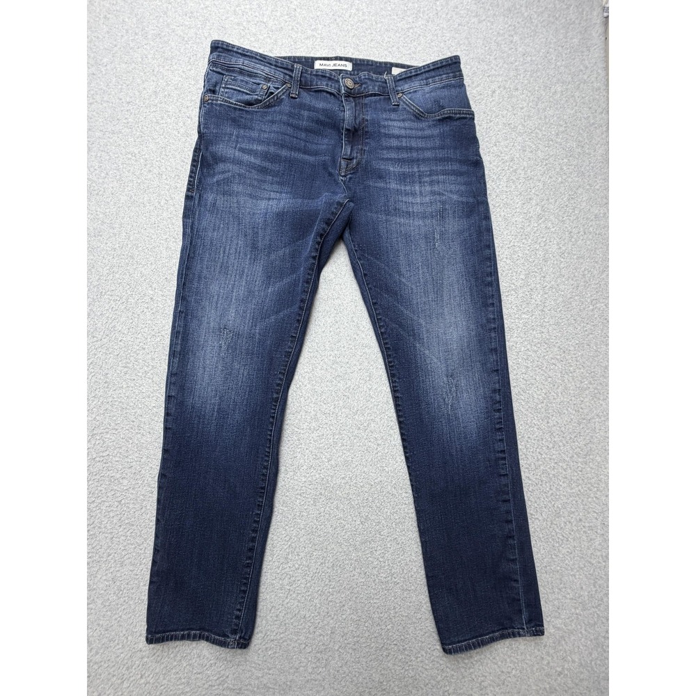 Mavi Jake Jeans Mens 34x32 Blue Medium Wash Slim Straight Stretch Denim Pants